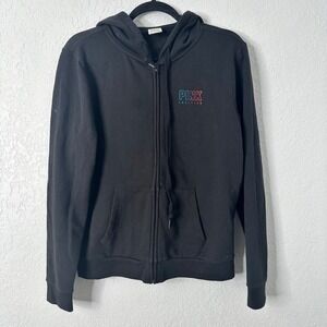 Victoria's Secret PINK Perfect Full-Zip Hoodie with a rainbow logo Women's large